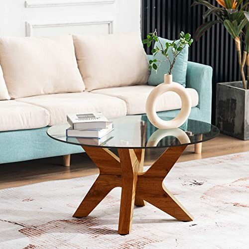 ivinta Round Glass Coffee Table